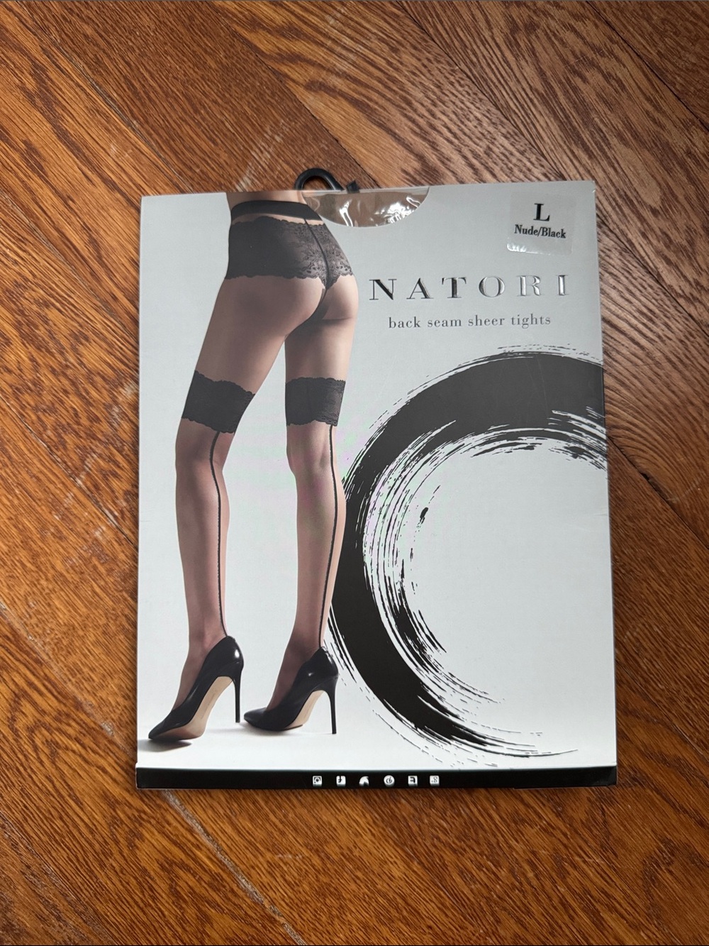 Natori Nude and Black Sheer Back-Seam tights